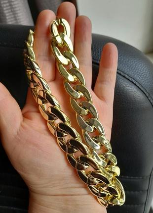 Трендовое колье ожерелье чокер крупная цепь  серебро золото черный8 фото
