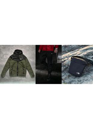 Комплект куртка tnf чорна-хакі + штани tnf. барсетка tnf у подарунок!1 фото