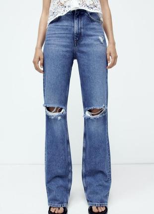 Рваные джинсы zara z1975 в полную длину рваные джинсы2 фото