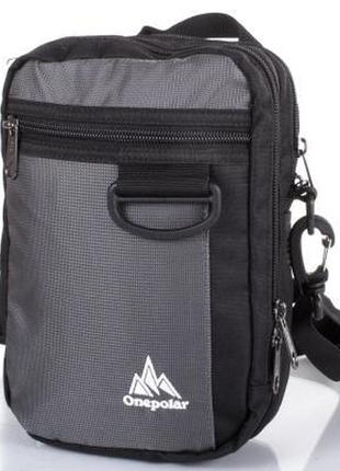 Мужская спортивная сумка серая с черным onepolar w3023-grey