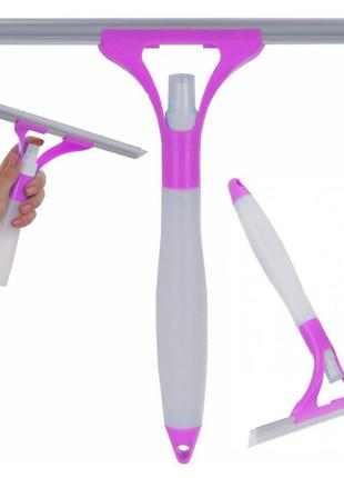 Удобная щетка для мытья окон economix cleaning с пульверизатором. цвет розовый