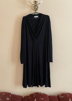 Балтал большой размер стильная черная натуральная вискозное платье платья миди