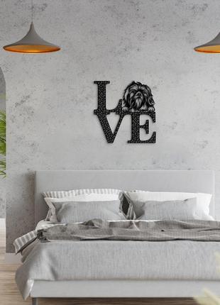 Панно love&bones ши-цу 20x20 см - картини та лофт декор з дерева на стіну.5 фото