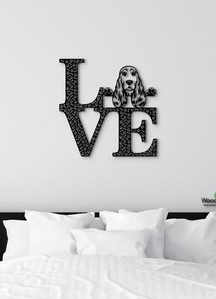 Панно love&bones англійський кокер-спанієль 20x20 см - картини та лофт декор з дерева на стіну.