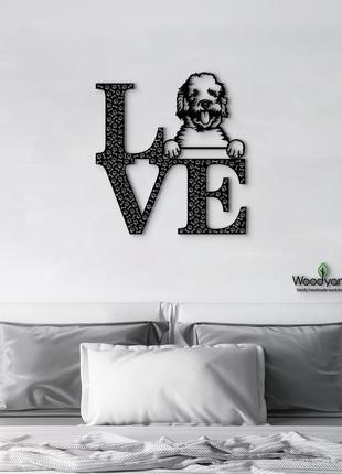 Декоративне панно з дерева. декор на стіну. love&bones  лабрадудель. 20 x 23 см6 фото
