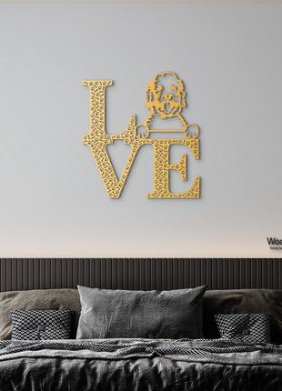 Декоративне панно з дерева. декор на стіну. love&bones  лабрадудель. 20 x 23 см9 фото