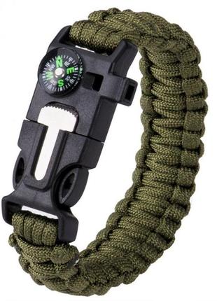 Браслет виживання survival paracord тактичний army green хакі(зелений)1 фото