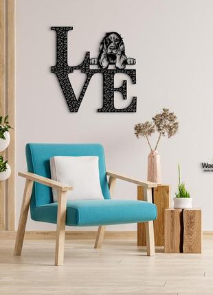 Панно love&bones англійський кокер-спанієль 20x20 см - картини та лофт декор з дерева на стіну.6 фото