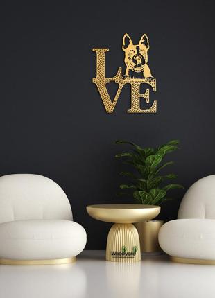 Панно love&bones англійський бульдог 20x20 см - картини та лофт декор з дерева на стіну.10 фото