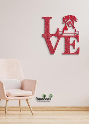 Панно love&bones джек-рассел-тер'єр 20x20 см - картини та лофт декор з дерева на стіну.4 фото