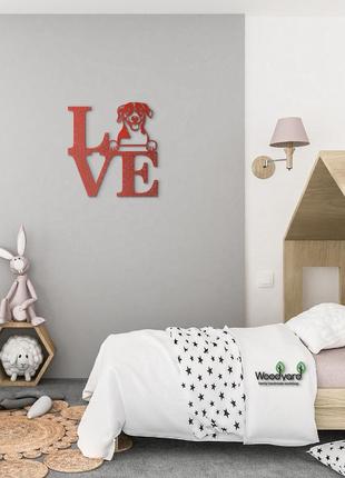 Панно love&bones джек-рассел-тер'єр 20x20 см - картини та лофт декор з дерева на стіну.10 фото