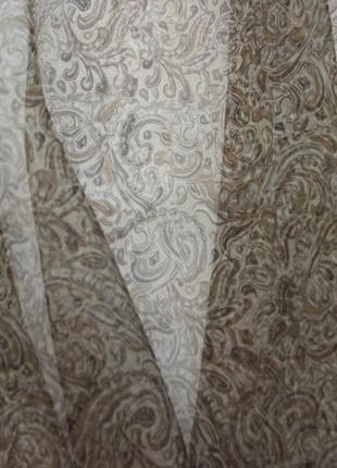 Органза итальянская шелковая натуральная с рисунком огурцы матовая прозрачная бежево коричнево белая mi 1333 фото