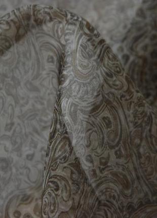 Органза итальянская шелковая натуральная с рисунком огурцы матовая прозрачная бежево коричнево белая mi 1332 фото
