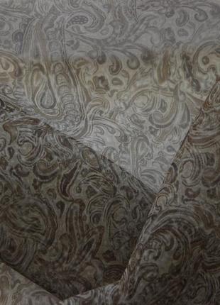 Органза итальянская шелковая натуральная с рисунком огурцы матовая прозрачная бежево коричнево белая mi 1335 фото