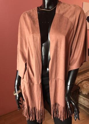 Пиджак с бахромой под замш, размер 504 фото
