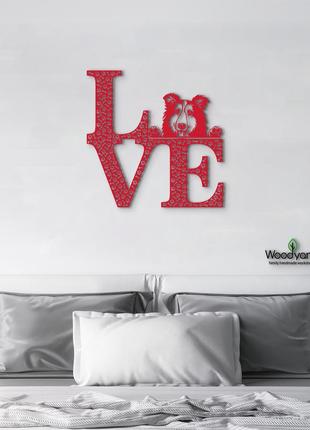 Панно love&bones коллі довгошерстий 20x20 см - картини та лофт декор з дерева на стіну.4 фото