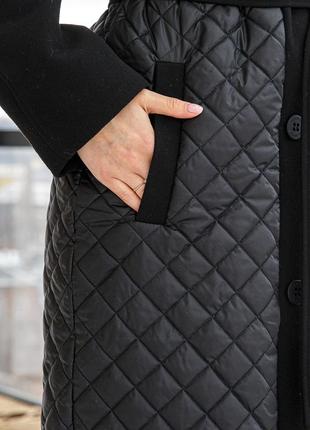 Демисезонное комбинированное пальто из кашемира и стеганной плащевки2 фото