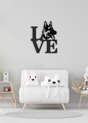Панно love&bones німецька вівчарка 20x25 см - картини та лофт декор з дерева на стіну.7 фото