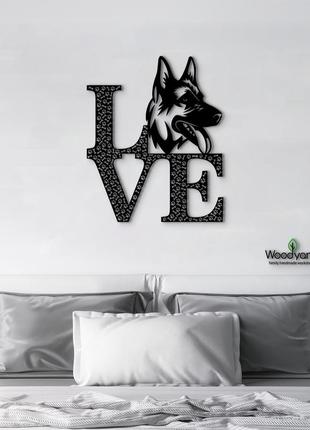 Панно love&bones німецька вівчарка 20x25 см - картини та лофт декор з дерева на стіну.6 фото