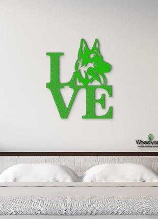 Панно love&bones німецька вівчарка 20x25 см - картини та лофт декор з дерева на стіну.4 фото