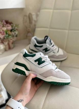 👟кроссовки кожаные женские nb 550 white green