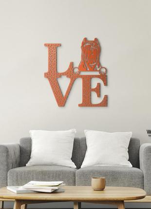 Панно love&bones кане-корсо 20x23 см - картини та лофт декор з дерева на стіну.9 фото