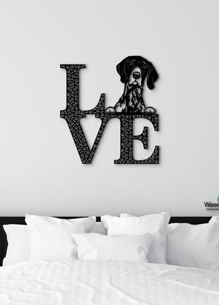 Панно love&bones курцхаар 20x23 см - картины и лофт декор из дерева на стену.