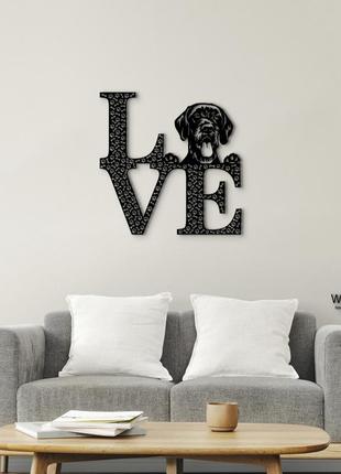 Панно love&bones німецький жорсткошерстий лягавий собака 20x20 см - картини та лофт декор з дерева на стіну.