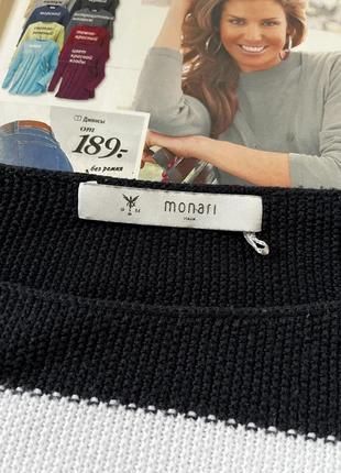 Брендовый удлиненный свитер в полоску, джемпер со стразами monari italy2 фото