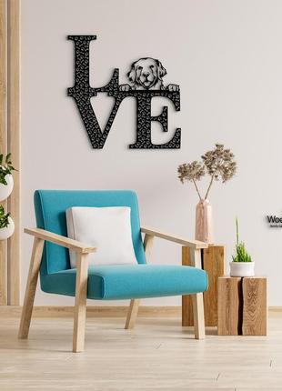 Декоративне панно з дерева. декор на стіну. love&bones  золотистий ретривер. 20 x 20 см6 фото