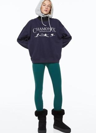 Толстовка з принтом h&m світшот однотонна синя кежуал бавовна