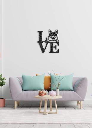 Панно love&bones вельш корги пемброк 20x23 см - картины и лофт декор из дерева на стену.
