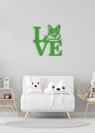 Панно love&bones вельш корги пемброк 20x23 см - картины и лофт декор из дерева на стену.