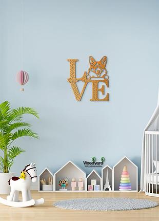 Панно love&bones вельш корги пемброк 20x23 см - картины и лофт декор из дерева на стену.
