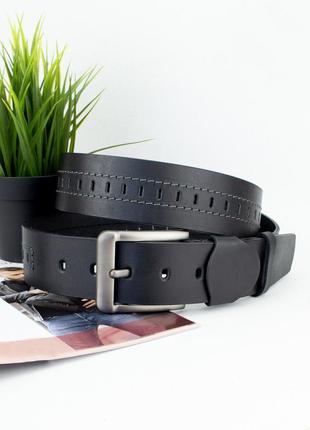 Ремень мужской кожаный sf-453 (135 см) широкий черный