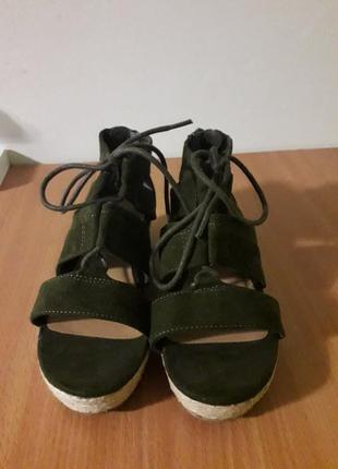 Next модные замшевые сандалии босоножки на шнурках для девочки стелька 18,5см3 фото