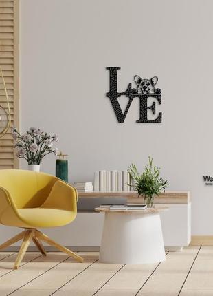 Декоративне панно з дерева. декор на стіну. love&bones  вельш коргі пемброк. 20 x 20 см7 фото