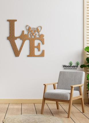 Декоративне панно з дерева. декор на стіну. love&bones  вельш коргі пемброк. 20 x 20 см9 фото