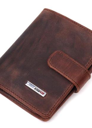 Компактный мужской бумажник из добротной винтажной кожи karya 21328 коричневый