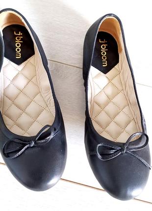 Туфли - балетки, черные, натур кожа, р.37