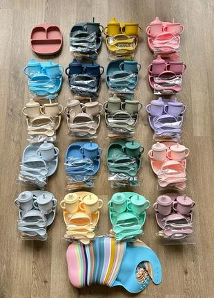 Силіконовий посуд, силіконовий нагрудник, слюнявчик, секційна тарілка на присосці,...