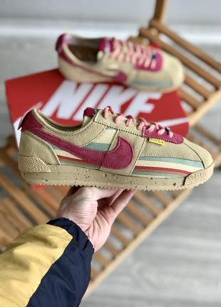 Женские кроссовки nike cortez x union l.a beige pink 37-38-39-40-41