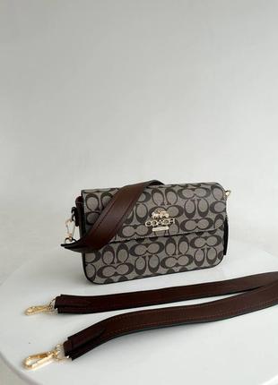 Сумка жіноча в стилі coach crossbody grey/brown