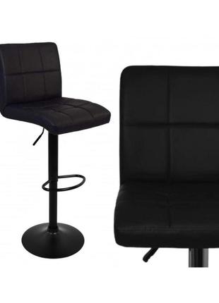 Барний стілець зі спинкою bc-0106 чорний з чорною основою1 фото