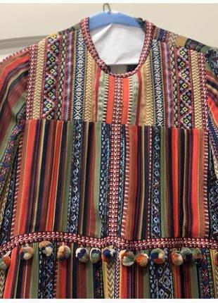 Zara платье в марокканском стиле, бохо с балабонами, редкое! limited edition3 фото