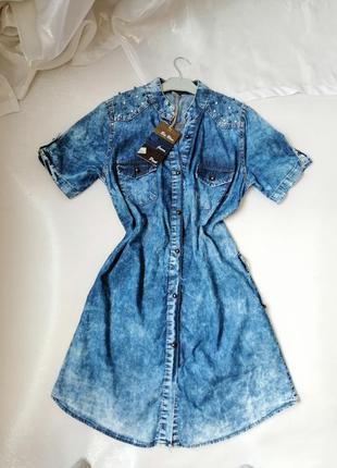 Сукня літні тонкі джинс вареня із заклепками туреччина у продажу без пояса петельки для пояса є пояс