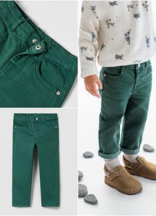 Джинсы zara 92 см 1-2 года зелёные брюки стильные
