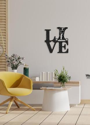 Панно love&bones виппет 20x23 см - картины и лофт декор из дерева на стену.5 фото