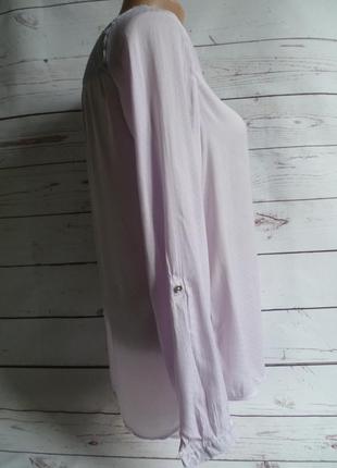 Блуза нежно-сиреневая в горошек с кружевной вставкой yessica2 фото