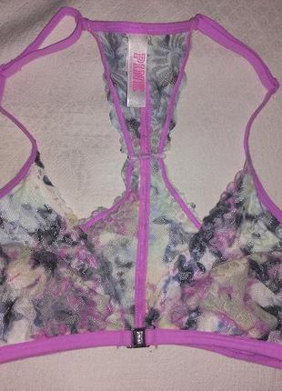 Pink victoria's secret бралет із кольорового мережива